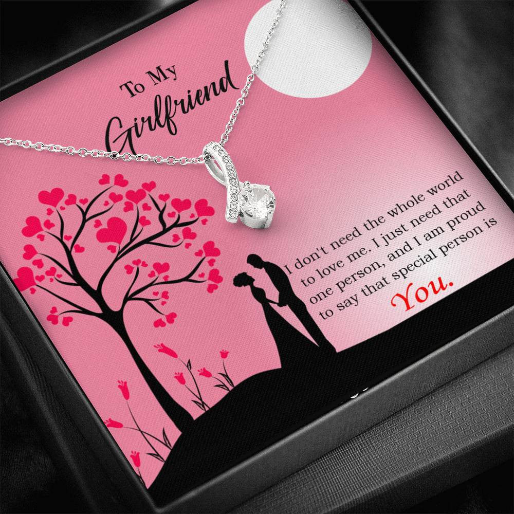 Girlfriend Gift Special Person Eternity Ribbon Stone Pendant 14K White Gold Stainless Steel Jewelry Gift  - Alluring Beauty Necklace Gift For Her