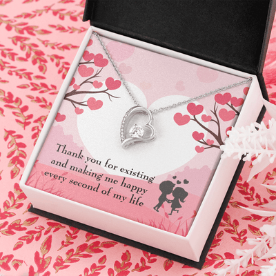 To My Wife Girlfriend You Make Me Happy Message Card Forever Necklace - Forever Love Necklace Gift Idea For Woman