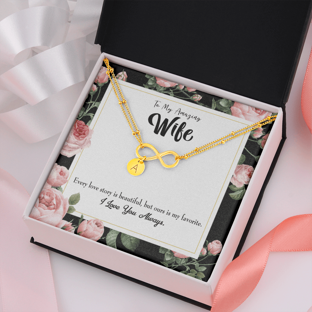 To My Wife Our Story Infinity Bracelet With Initial Charms - Infinity Bracelet