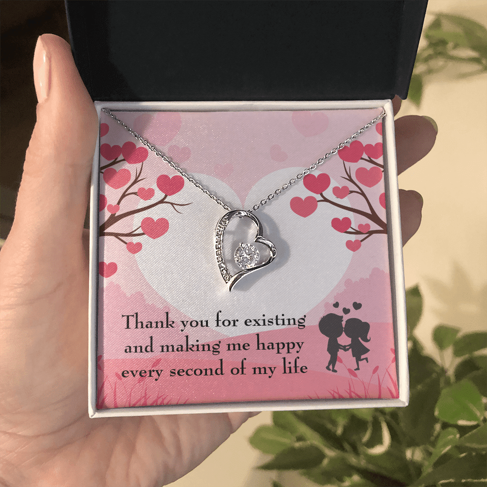 To My Wife Girlfriend You Make Me Happy Message Card Forever Necklace - Forever Love Necklace Gift Idea For Woman