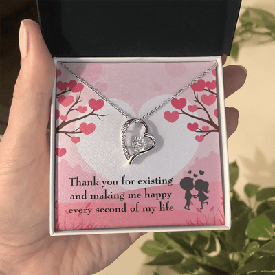 To My Wife Girlfriend You Make Me Happy Message Card Forever Necklace - Forever Love Necklace Gift Idea For Woman