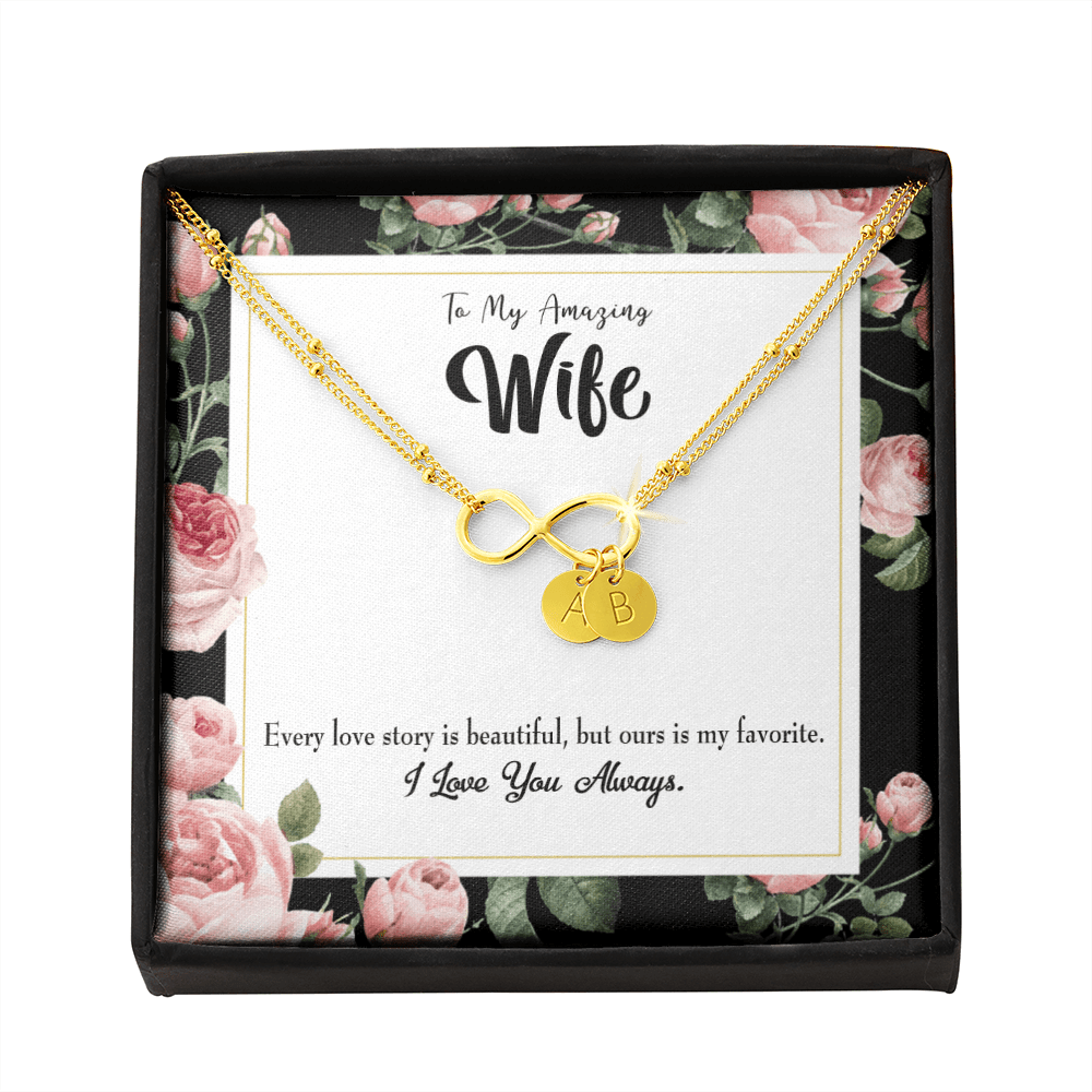 To My Wife Our Story Infinity Bracelet With Initial Charms - Infinity Bracelet