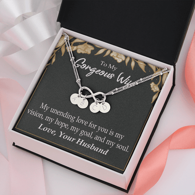 To My Wife My Unending Love For You Infinity Bracelet With Initial Charms - Infinity Bracelet