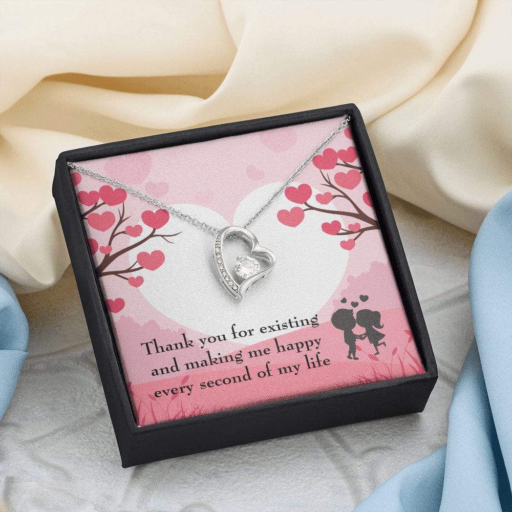 To My Wife Girlfriend You Make Me Happy Message Card Forever Necklace - Forever Love Necklace Gift Idea For Woman