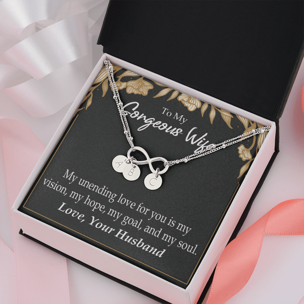To My Wife My Unending Love For You Infinity Bracelet With Initial Charms - Infinity Bracelet