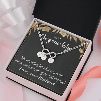 To My Wife My Unending Love For You Infinity Bracelet With Initial Charms - Infinity Bracelet