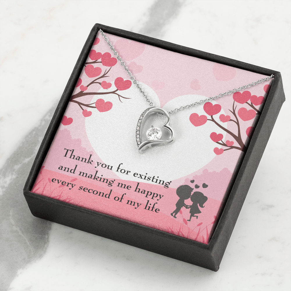 To My Wife Girlfriend You Make Me Happy Message Card Forever Necklace - Forever Love Necklace Gift Idea For Woman