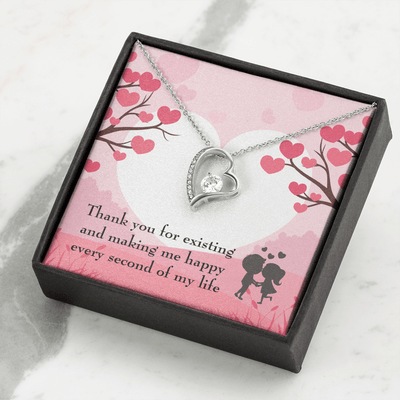 To My Wife Girlfriend You Make Me Happy Message Card Forever Necklace - Forever Love Necklace Gift Idea For Woman