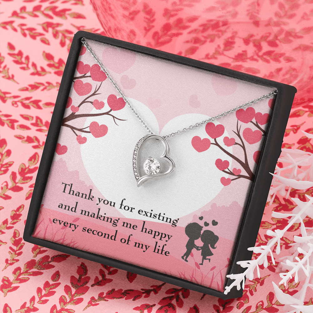 To My Wife Girlfriend You Make Me Happy Message Card Forever Necklace - Forever Love Necklace Gift Idea For Woman
