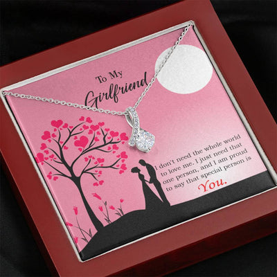 Girlfriend Gift Special Person Eternity Ribbon Stone Pendant 14K White Gold Stainless Steel Jewelry Gift  - Alluring Beauty Necklace Gift For Her
