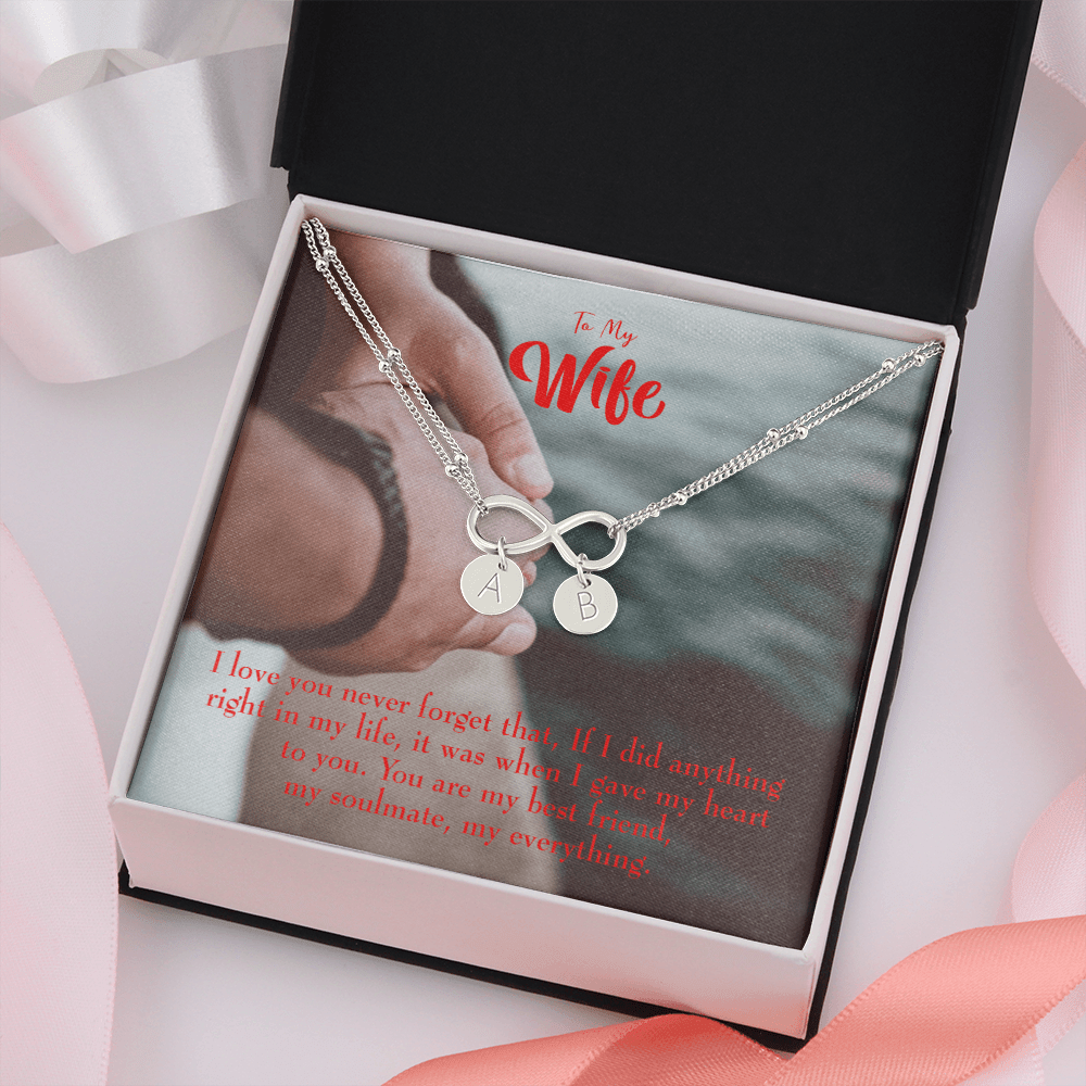 To My Wife My Soulmate My Everything Infinity Bracelet With Initial Charms - Infinity Bracelet