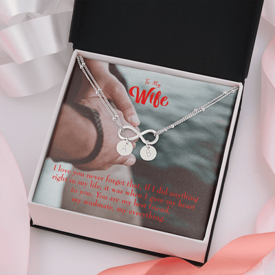 To My Wife My Soulmate My Everything Infinity Bracelet With Initial Charms - Infinity Bracelet