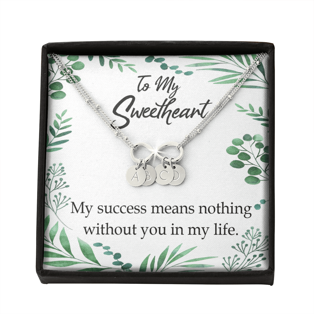 To My Wife My Success Means Nothing Without You Infinity Bracelet With Initial Charms - Infinity Bracelet