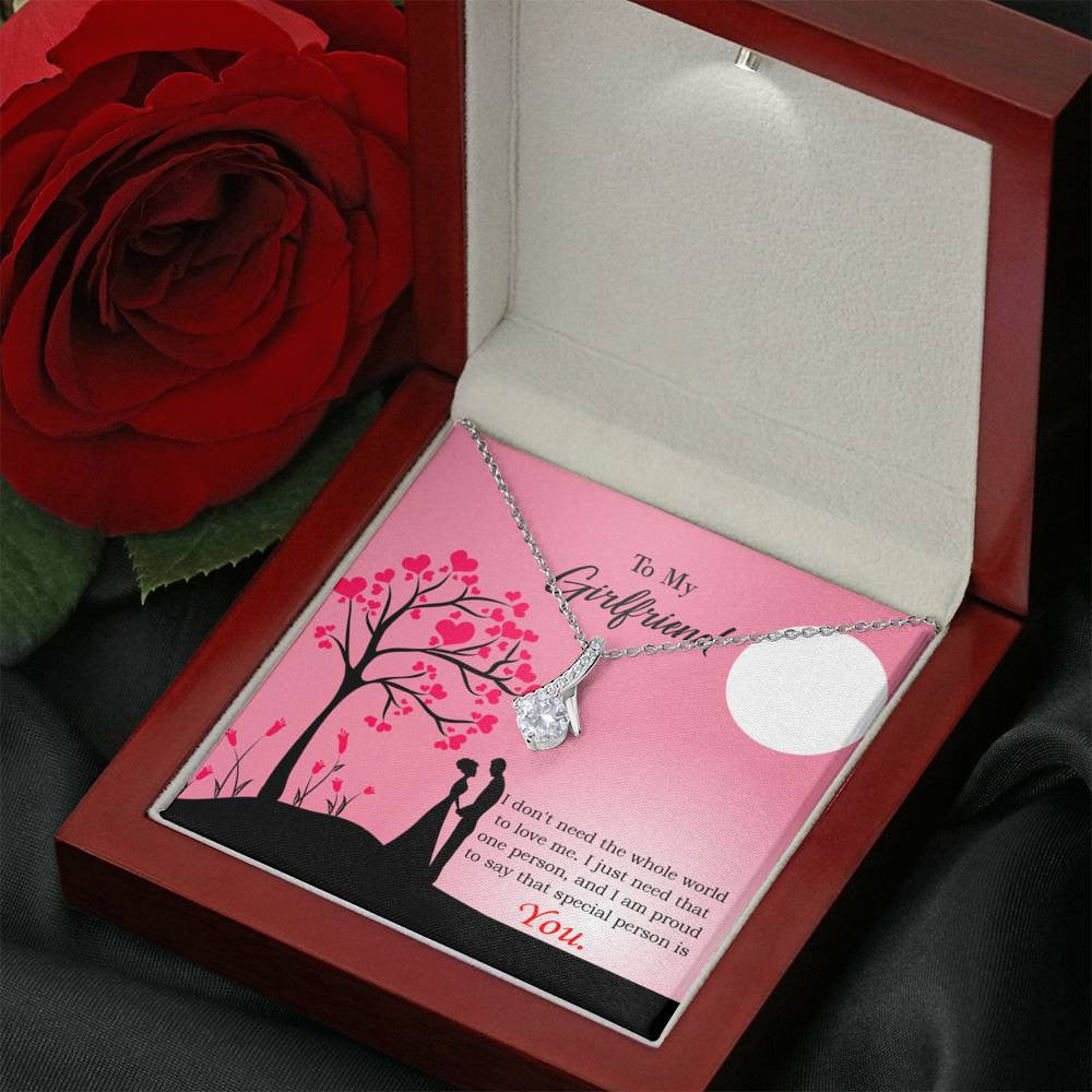 Girlfriend Gift Special Person Eternity Ribbon Stone Pendant 14K White Gold Stainless Steel Jewelry Gift  - Alluring Beauty Necklace Gift For Her