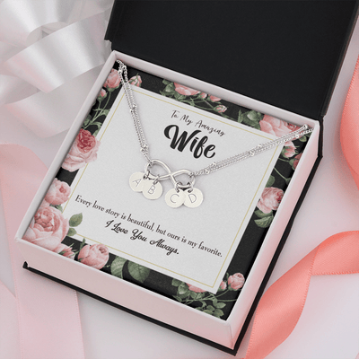 To My Wife Our Story Infinity Bracelet With Initial Charms - Infinity Bracelet