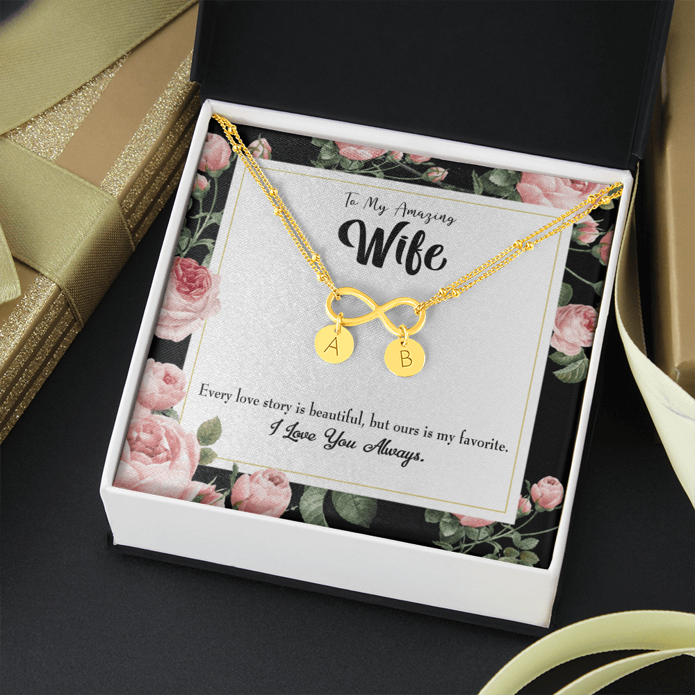 To My Wife Our Story Infinity Bracelet With Initial Charms - Infinity Bracelet