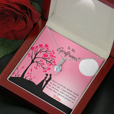 Girlfriend Gift Special Person Eternity Ribbon Stone Pendant 14K White Gold Stainless Steel Jewelry Gift  - Alluring Beauty Necklace Gift For Her