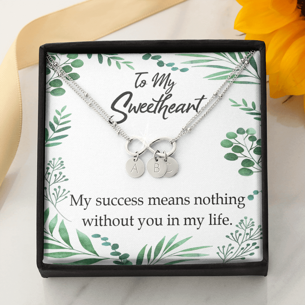 To My Wife My Success Means Nothing Without You Infinity Bracelet With Initial Charms - Infinity Bracelet