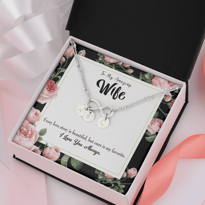To My Wife Our Story Infinity Bracelet With Initial Charms - Infinity Bracelet
