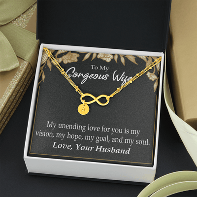 To My Wife My Unending Love For You Infinity Bracelet With Initial Charms - Infinity Bracelet