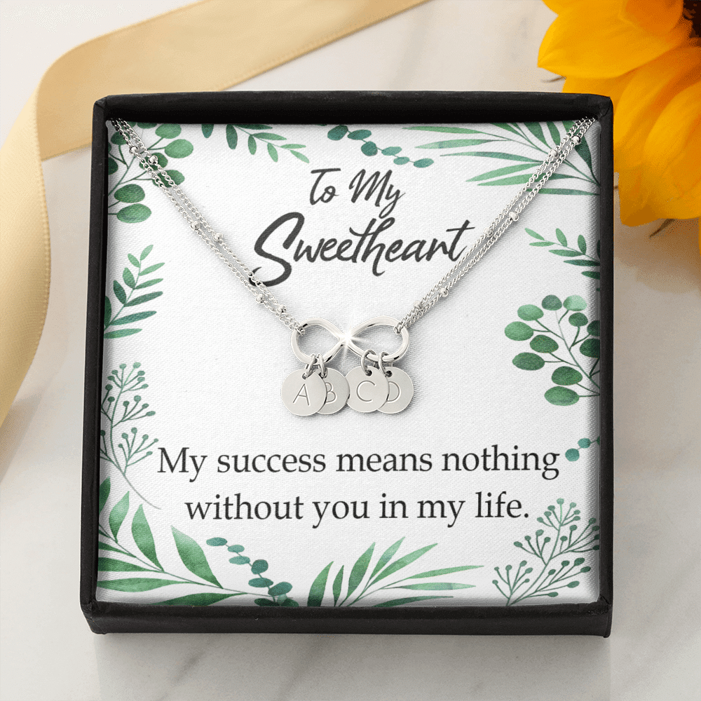 To My Wife My Success Means Nothing Without You Infinity Bracelet With Initial Charms - Infinity Bracelet