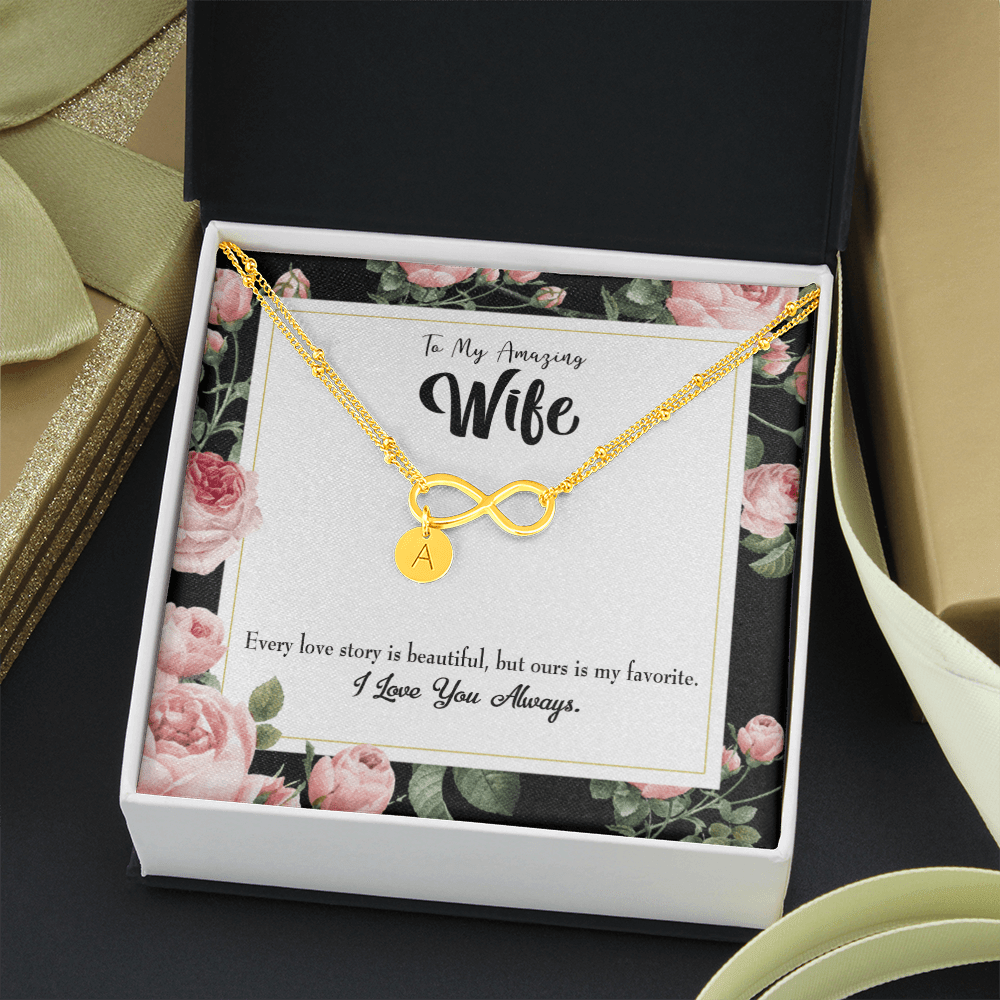 To My Wife Our Story Infinity Bracelet With Initial Charms - Infinity Bracelet