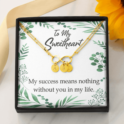 To My Wife My Success Means Nothing Without You Infinity Bracelet With Initial Charms - Infinity Bracelet