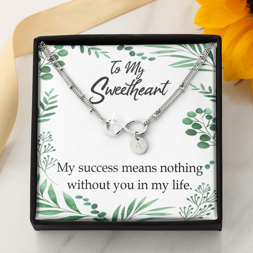 To My Wife My Success Means Nothing Without You Infinity Bracelet With Initial Charms - Infinity Bracelet
