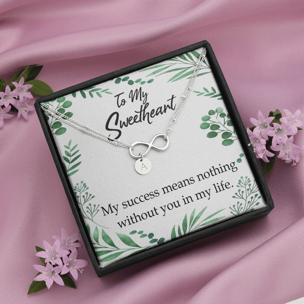 To My Wife My Success Means Nothing Without You Infinity Bracelet With Initial Charms - Infinity Bracelet