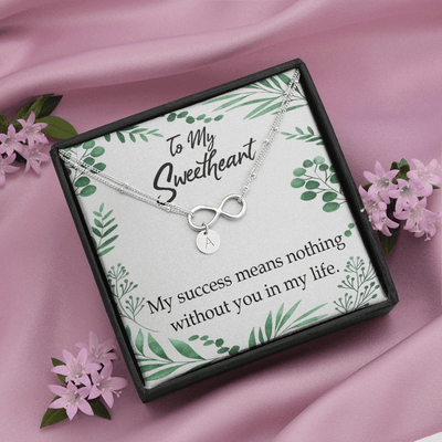 To My Wife My Success Means Nothing Without You Infinity Bracelet With Initial Charms - Infinity Bracelet