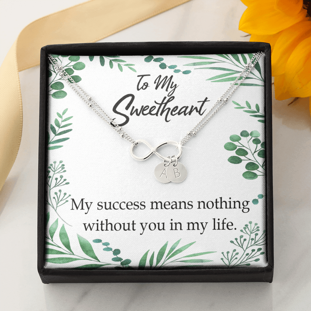 To My Wife My Success Means Nothing Without You Infinity Bracelet With Initial Charms - Infinity Bracelet