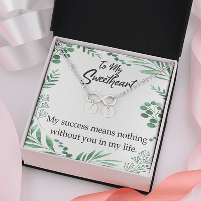 To My Wife My Success Means Nothing Without You Infinity Bracelet With Initial Charms - Infinity Bracelet