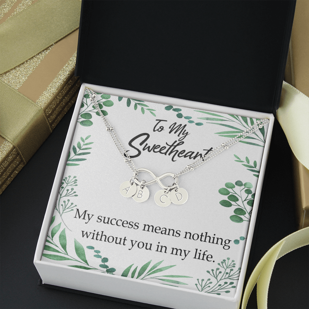 To My Wife My Success Means Nothing Without You Infinity Bracelet With Initial Charms - Infinity Bracelet