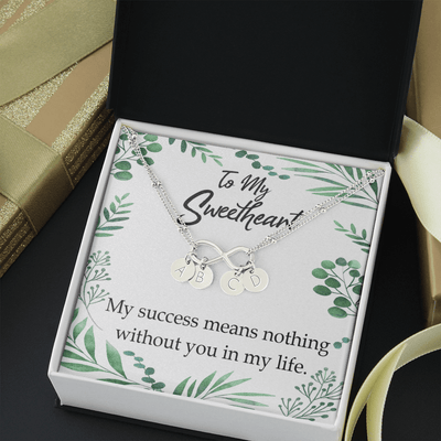 To My Wife My Success Means Nothing Without You Infinity Bracelet With Initial Charms - Infinity Bracelet