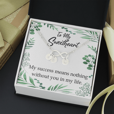 To My Wife My Success Means Nothing Without You Infinity Bracelet With Initial Charms - Infinity Bracelet