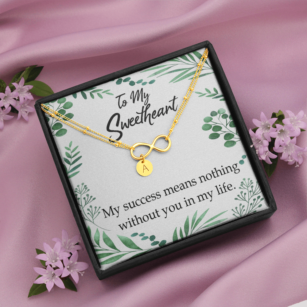 To My Wife My Success Means Nothing Without You Infinity Bracelet With Initial Charms - Infinity Bracelet