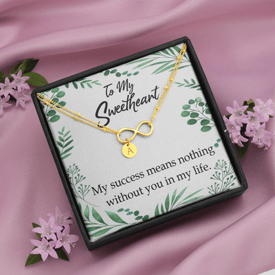 To My Wife My Success Means Nothing Without You Infinity Bracelet With Initial Charms - Infinity Bracelet