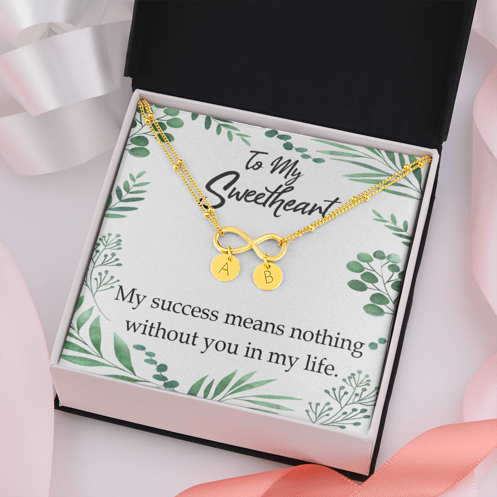 To My Wife My Success Means Nothing Without You Infinity Bracelet With Initial Charms - Infinity Bracelet