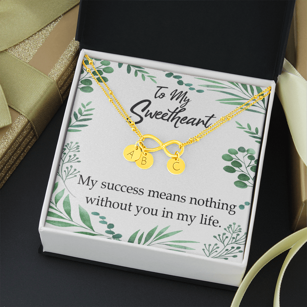 To My Wife My Success Means Nothing Without You Infinity Bracelet With Initial Charms - Infinity Bracelet
