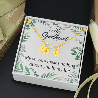 To My Wife My Success Means Nothing Without You Infinity Bracelet With Initial Charms - Infinity Bracelet