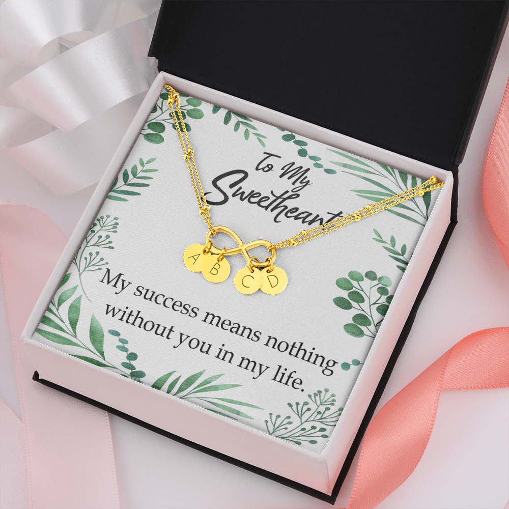 To My Wife My Success Means Nothing Without You Infinity Bracelet With Initial Charms - Infinity Bracelet