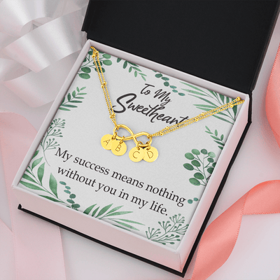 To My Wife My Success Means Nothing Without You Infinity Bracelet With Initial Charms - Infinity Bracelet