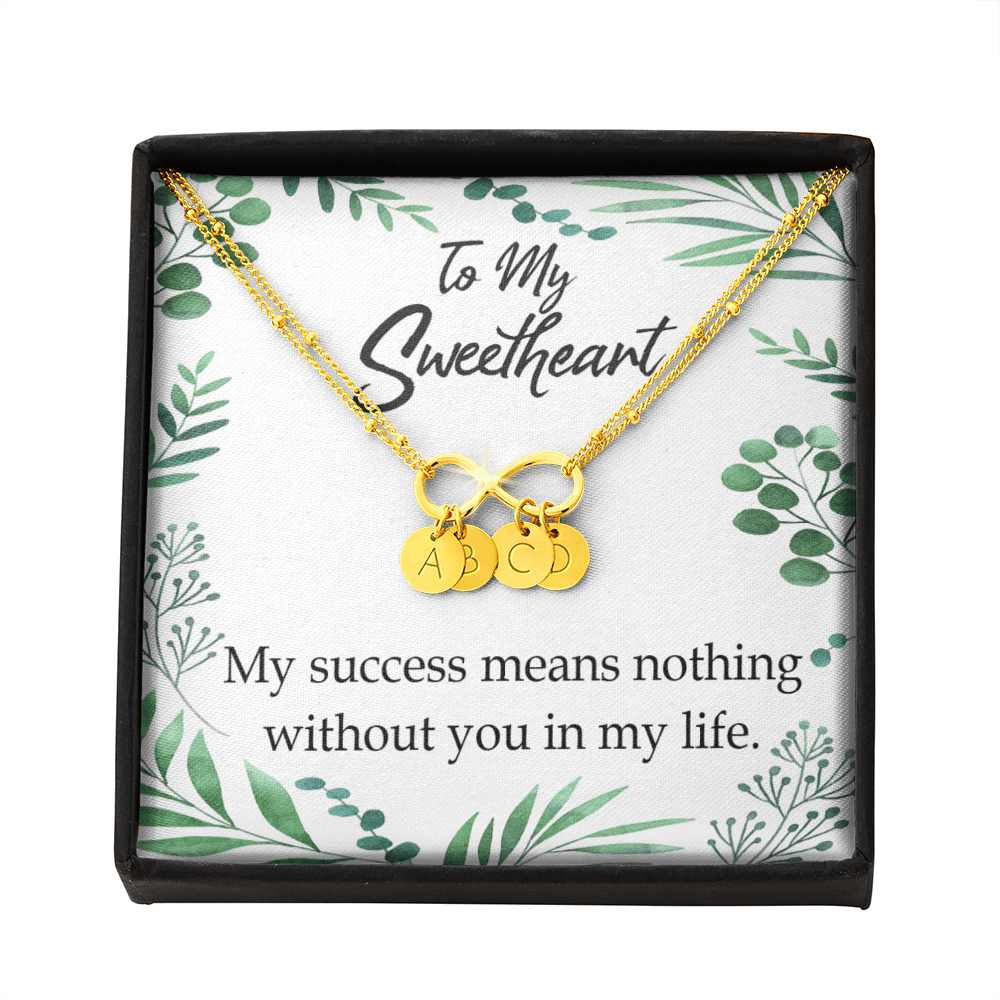 To My Wife My Success Means Nothing Without You Infinity Bracelet With Initial Charms - Infinity Bracelet