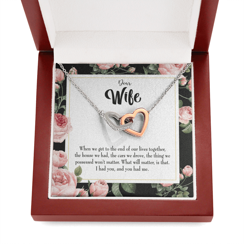 Wife Gift For Wife Birthday Have Each Other Inseparable Love Pendant 18k Rose Gold Finish 16� - Interlocking Hearts Necklace