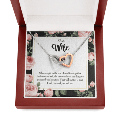 Wife Gift For Wife Birthday Have Each Other Inseparable Love Pendant 18k Rose Gold Finish 16� - Interlocking Hearts Necklace