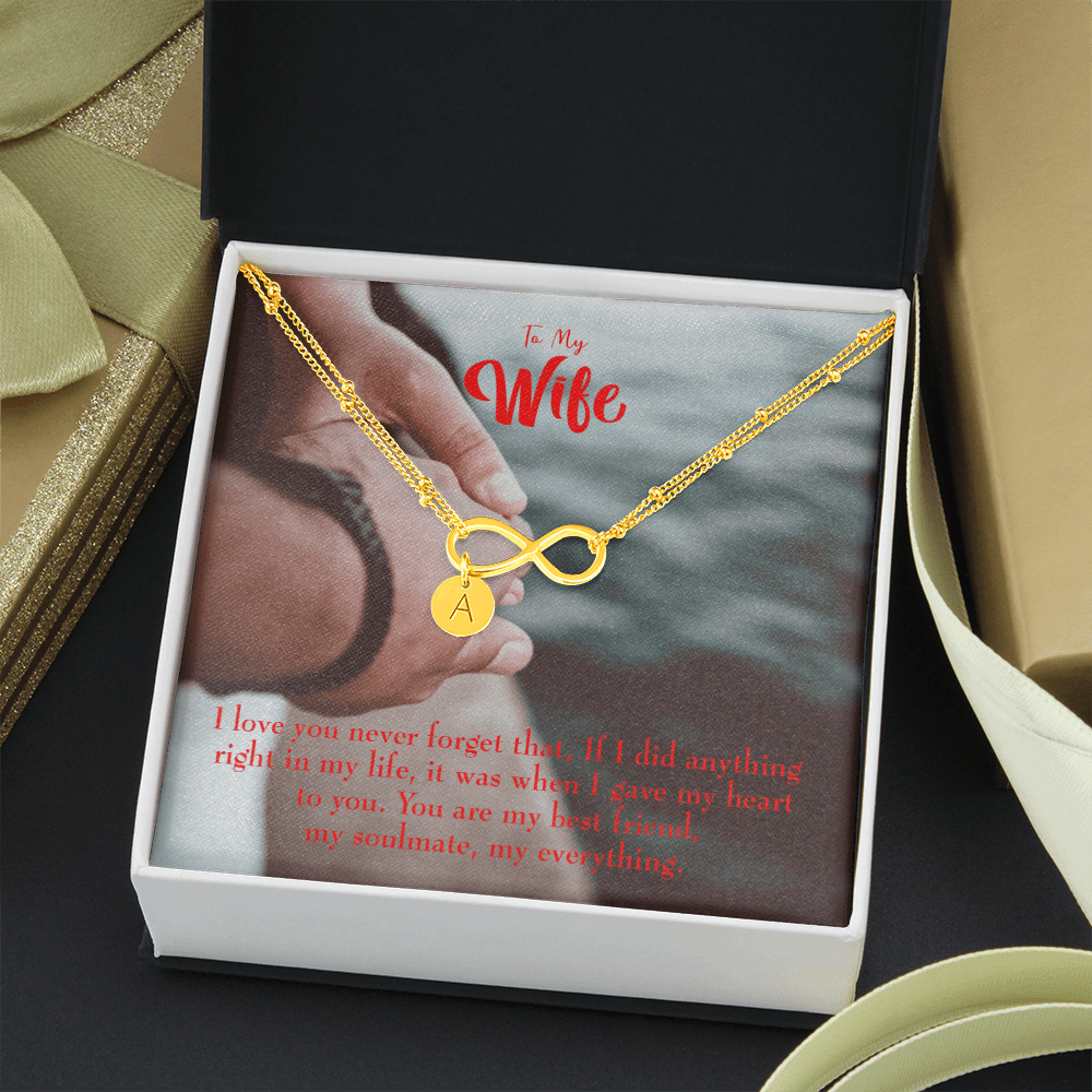 To My Wife My Soulmate My Everything Infinity Bracelet With Initial Charms - Infinity Bracelet