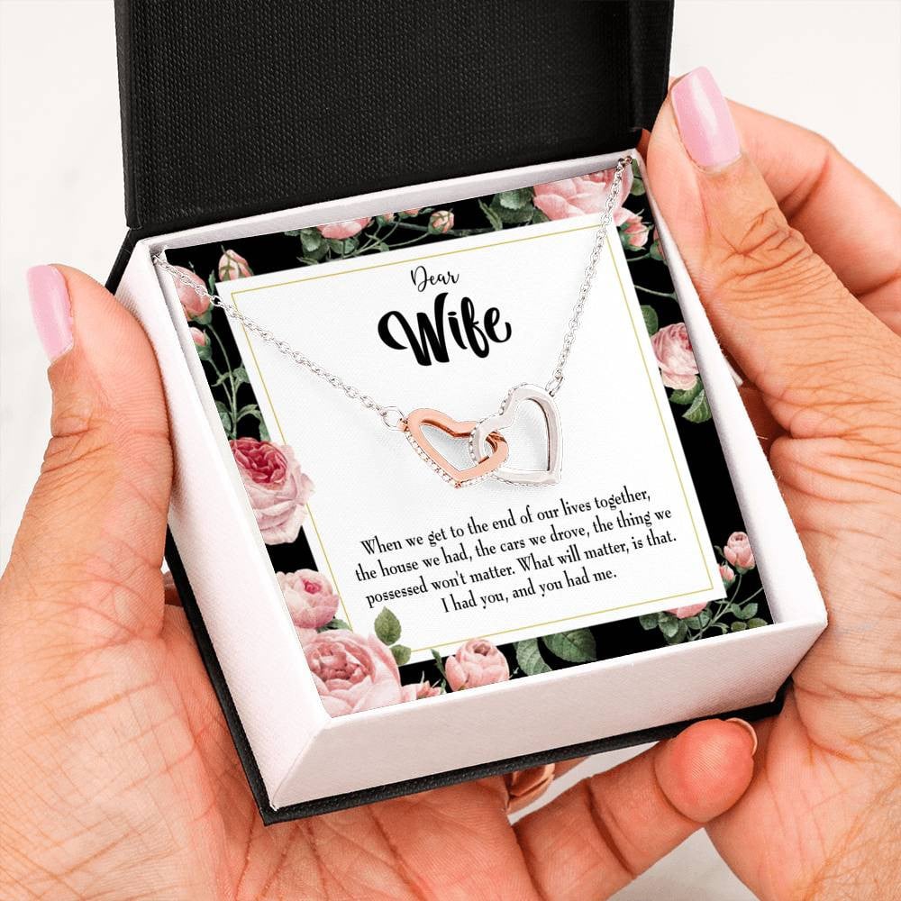Wife Gift For Wife Birthday Have Each Other Inseparable Love Pendant 18k Rose Gold Finish 16� - Interlocking Hearts Necklace