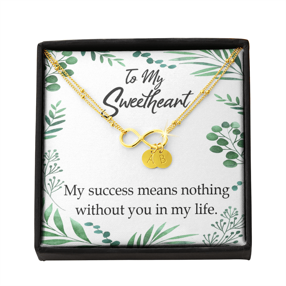 To My Wife My Success Means Nothing Without You Infinity Bracelet With Initial Charms - Infinity Bracelet