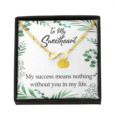 To My Wife My Success Means Nothing Without You Infinity Bracelet With Initial Charms - Infinity Bracelet