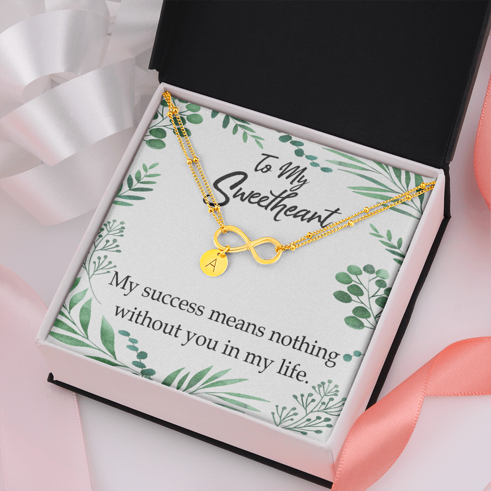 To My Wife My Success Means Nothing Without You Infinity Bracelet With Initial Charms - Infinity Bracelet